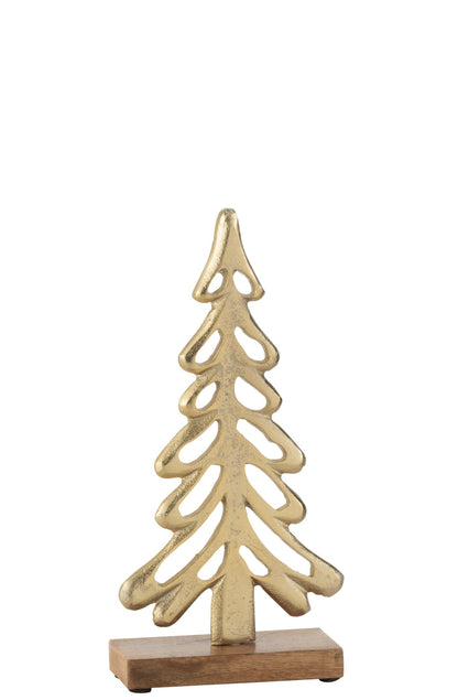 Tree On Base Aluminium/Wood Gold Large