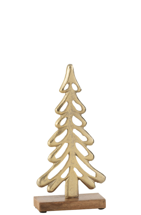 Tree On Base Aluminium/Wood Gold Large
