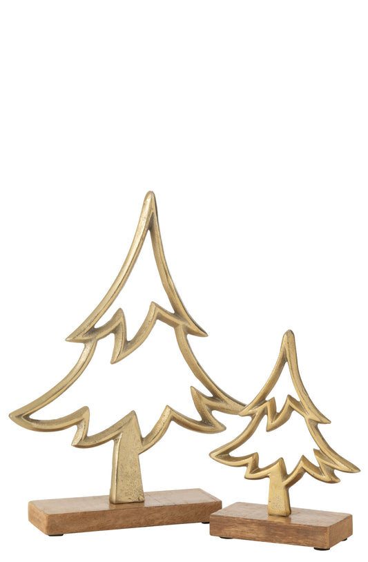Pine Tree On Base Aluminium/Wood Gold Large