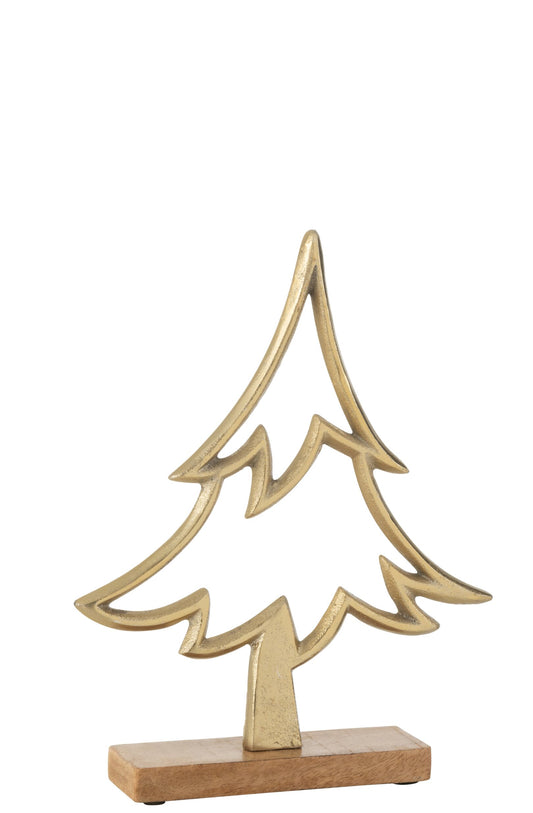 Pine Tree On Base Aluminium/Wood Gold Large
