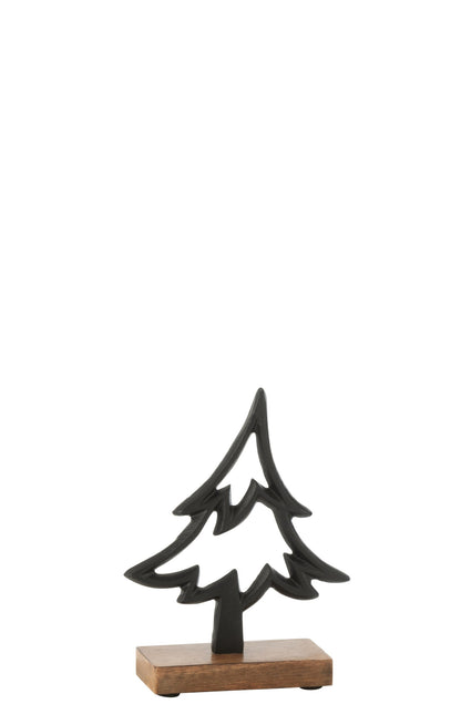 Pine Tree On Base Aluminium/Wood Black Small