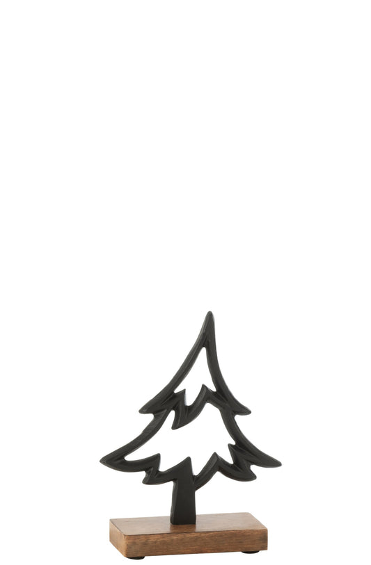 Pine Tree On Base Aluminium/Wood Black Small