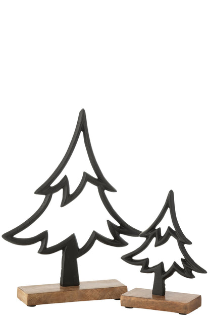 Pine Tree On Base Aluminium/Wood Black Large