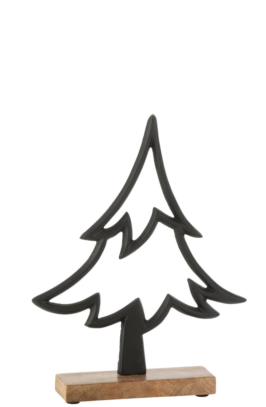 Pine Tree On Base Aluminium/Wood Black Large
