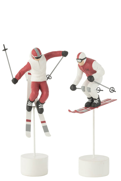 Skier Race Resin Red/White Assortment Of 2