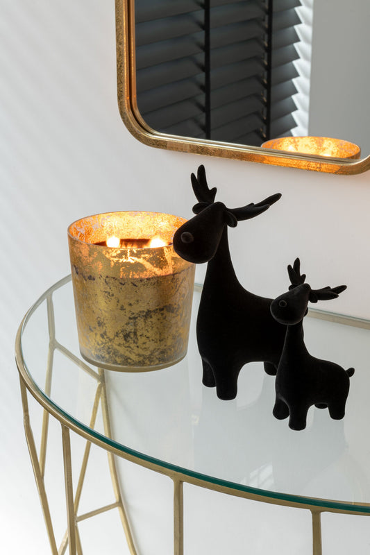 Set Of 3 Deer Velvet Resin Black