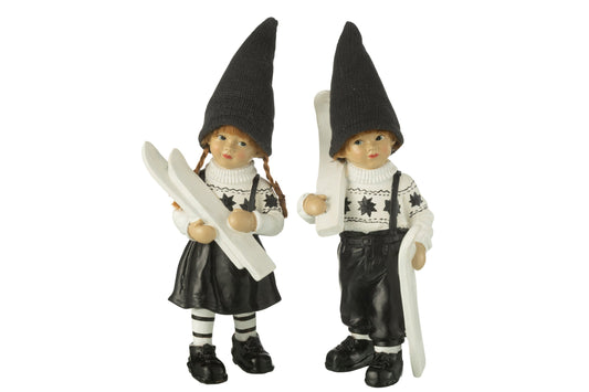 Kids Skiing Resin Black/White Large Assortment Of 2