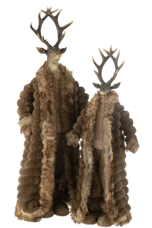 Deer Standing Coat Resin/Textile Brown Large