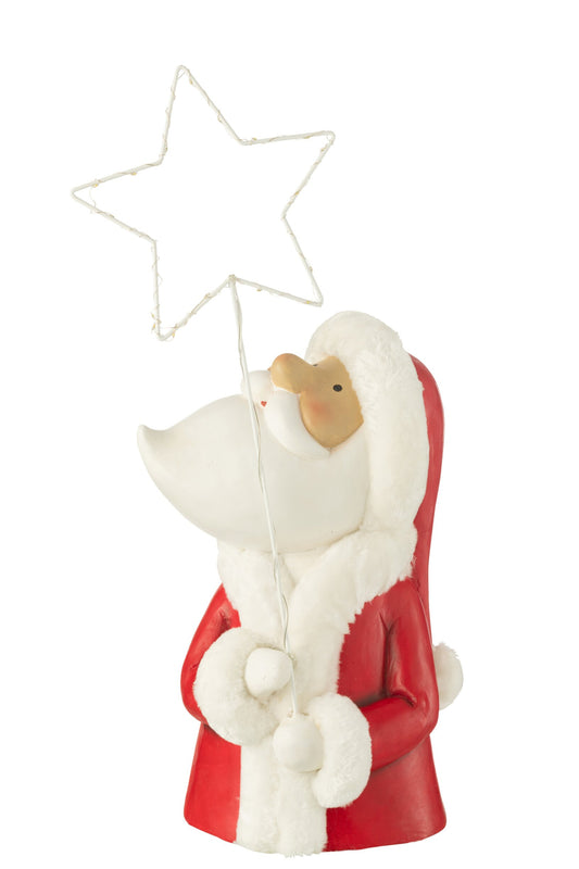 Santa LED Star Resin White/Red Large