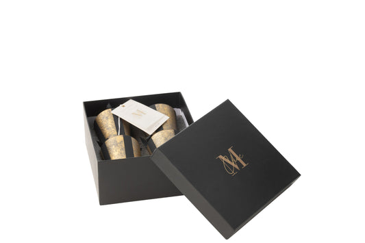 Box Van 4 Geurkaarsen M-Chic Glas Goud/Zwart-20u