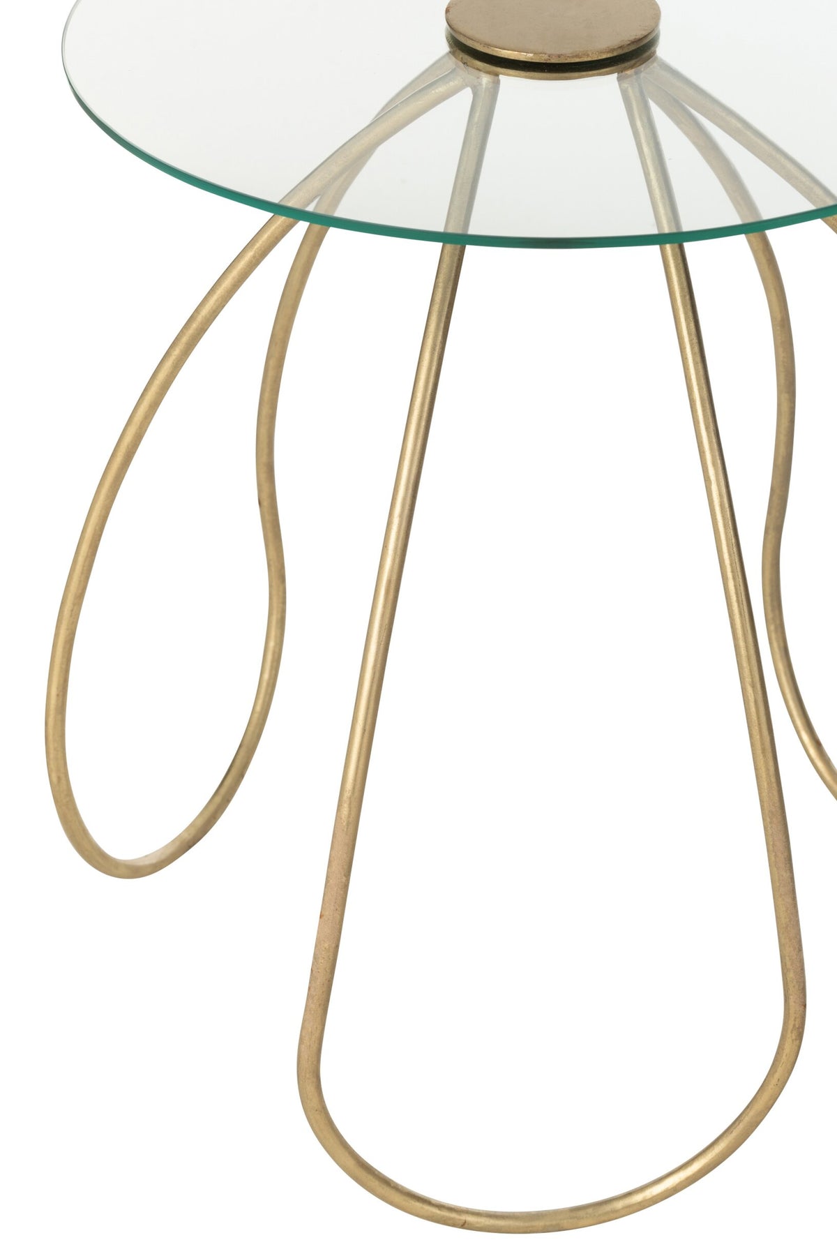 Set Of 2 Side Tables Round Metal/Glass Gold