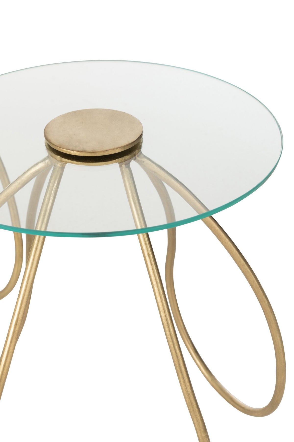 Set Of 2 Side Tables Round Metal/Glass Gold