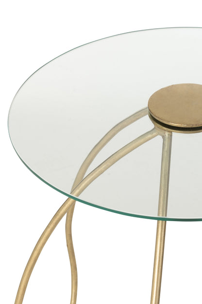Set Of 2 Side Tables Round Metal/Glass Gold