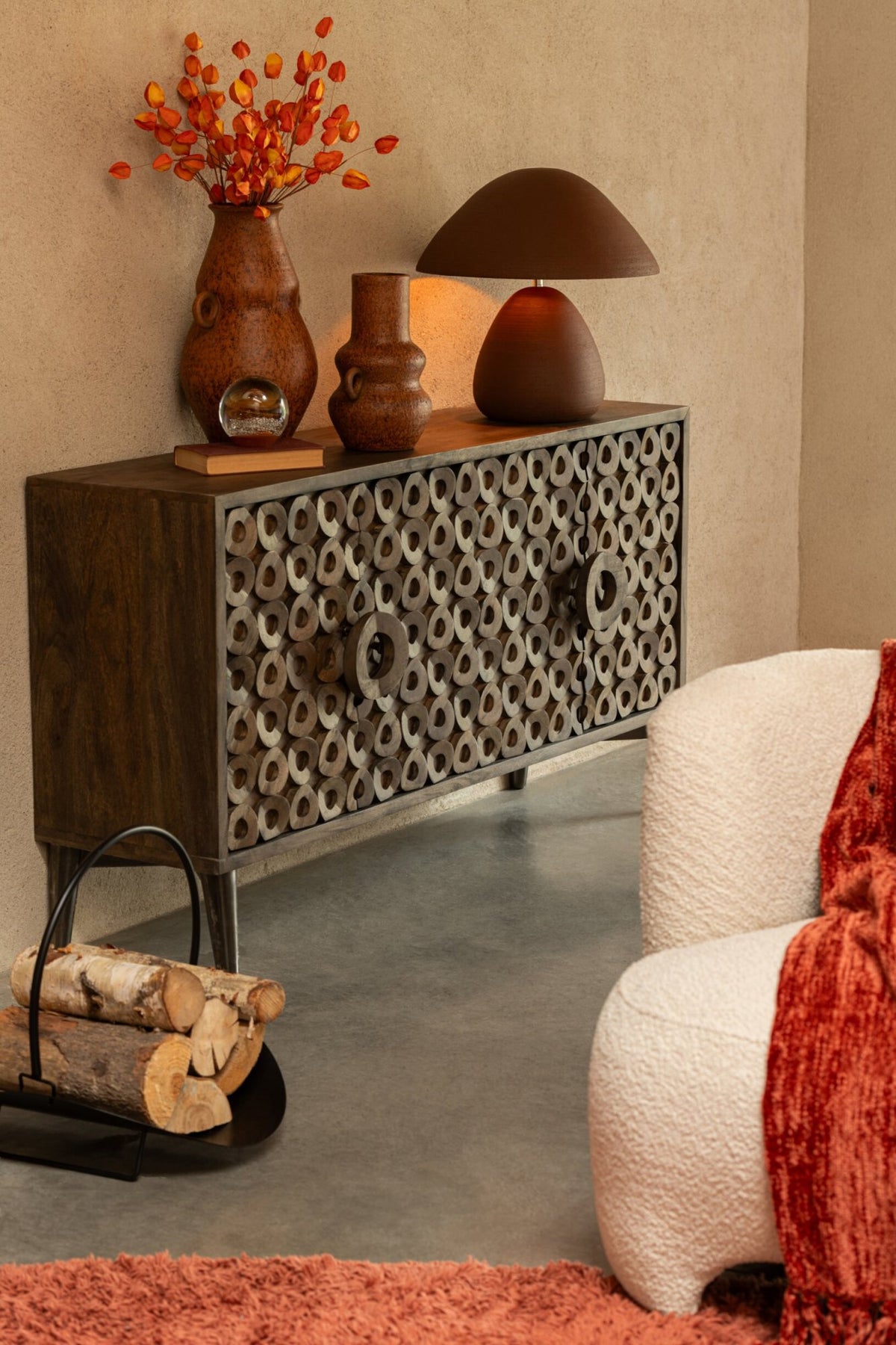 Buffet 4 Doors Mango Wood/Mdf Brown