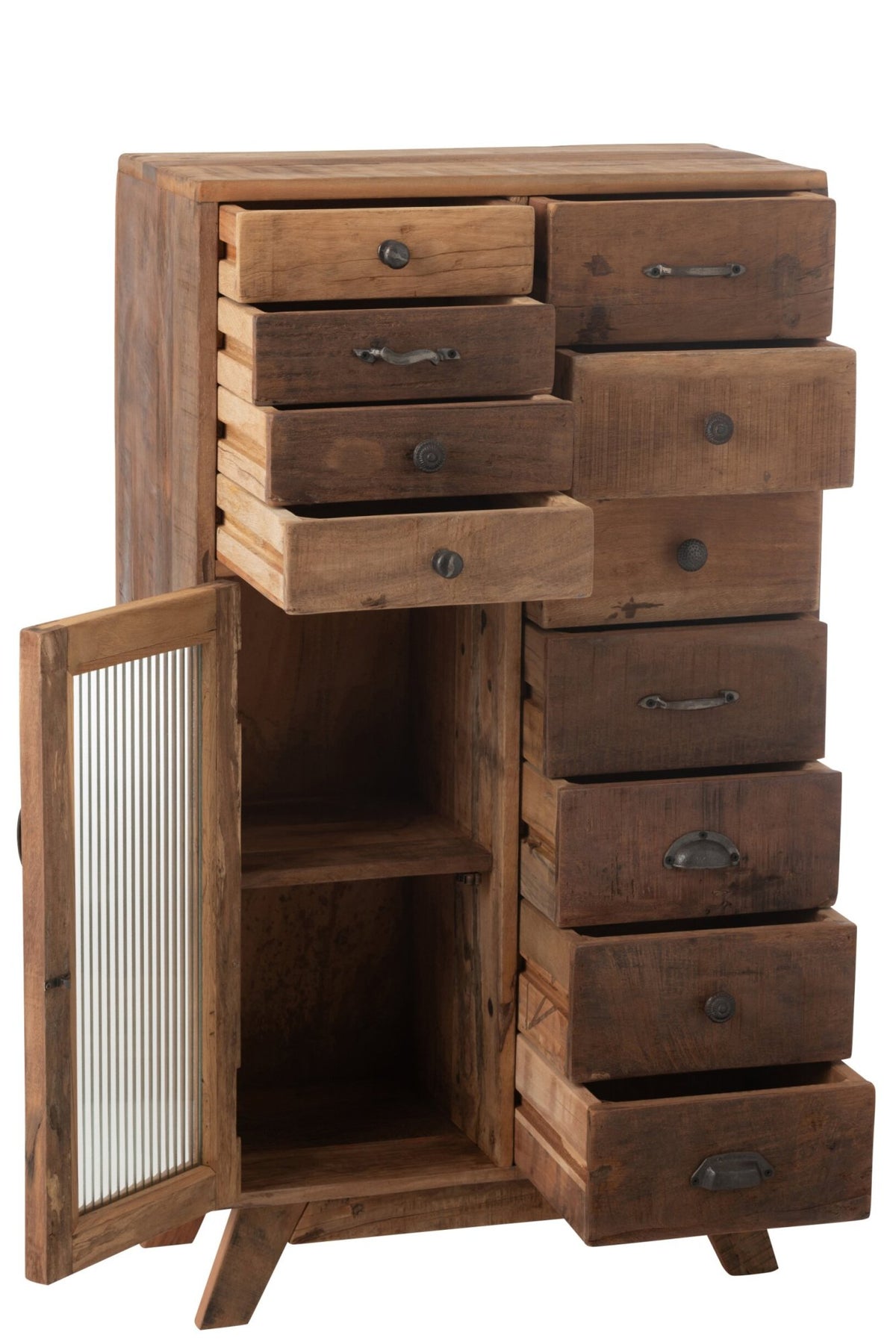 Shelf Retro Recylced Wood/Glass Natural