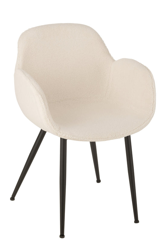 Dining Chair Fabric/Metal White