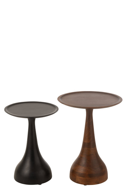 Set Of 2 Side Tables Paro Mango Wood Brown/Black