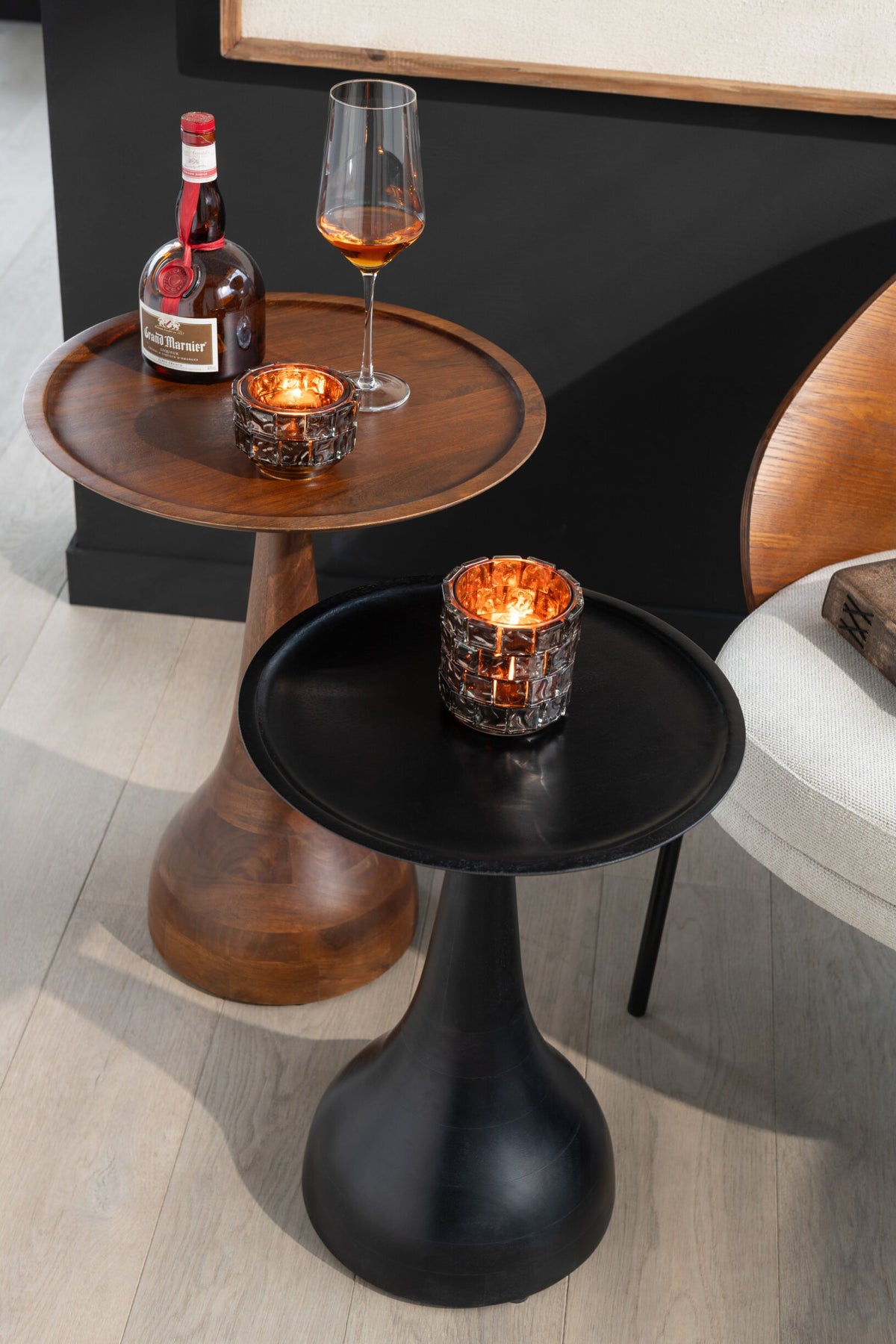 Set Of 2 Side Tables Paro Mango Wood Brown/Black