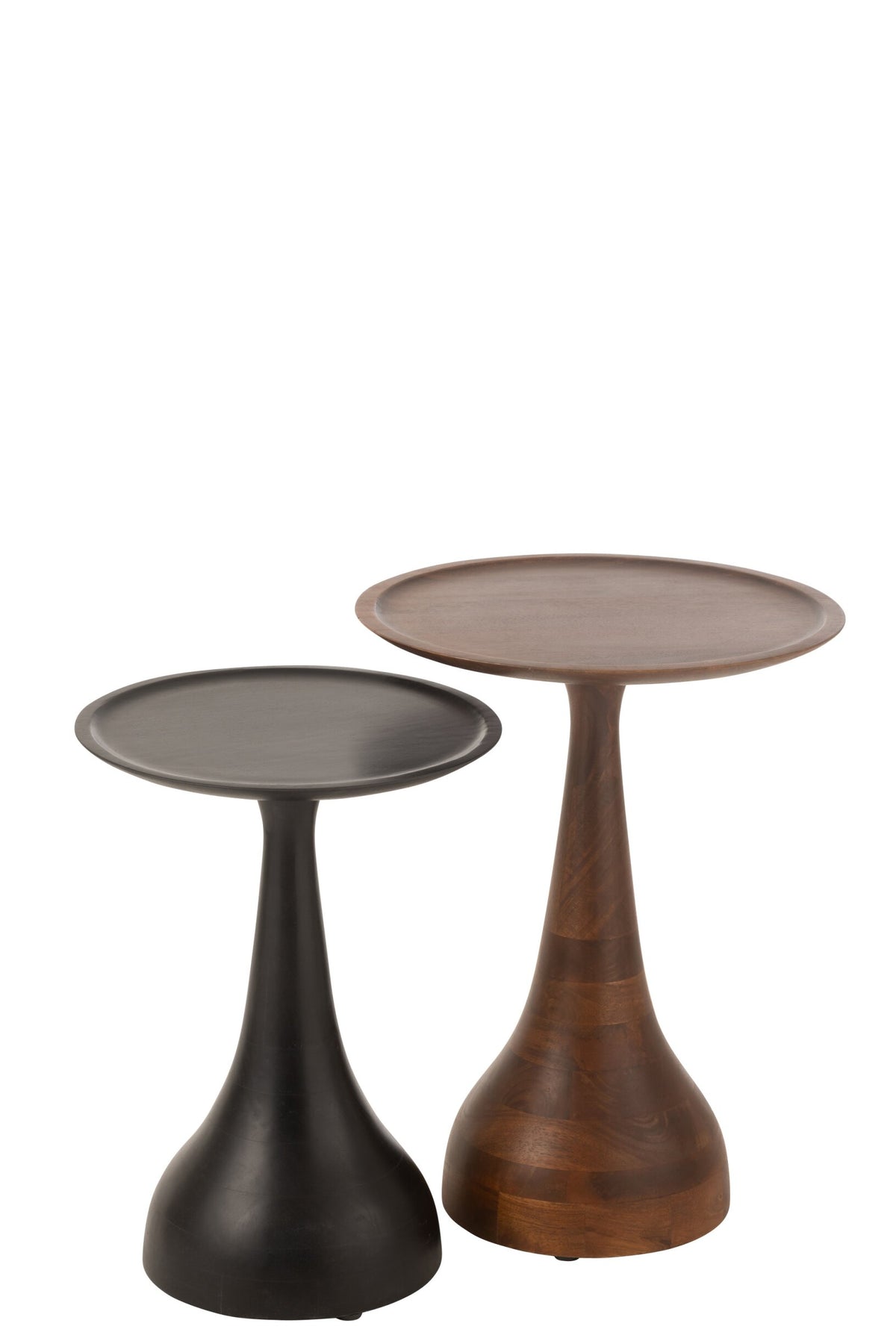 Set Of 2 Side Tables Paro Mango Wood Brown/Black
