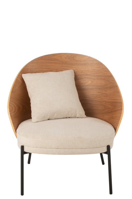 Lounge Chair Lone Ply Wood/Metal Natural/Beige
