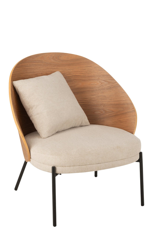 Lounge Chair Lone Ply Wood/Metal Natural/Beige