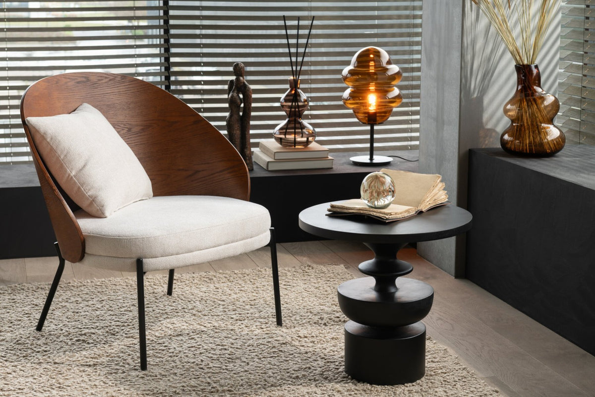Lounge Chair Lone Ply Wood/Metal Brown/Beige
