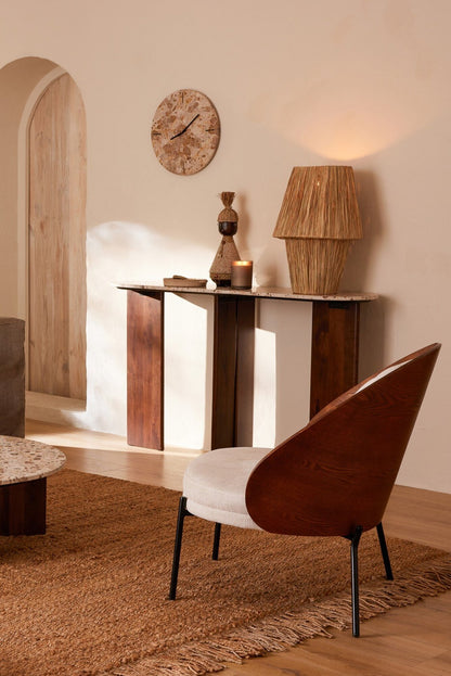 Lounge Chair Lone Ply Wood/Metal Brown/Beige