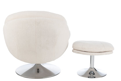 Relax Chair + Footstool Lay Metal/Plywood Cream/Silver
