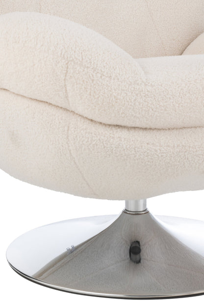Relax Chair + Footstool Lay Metal/Plywood Cream/Silver