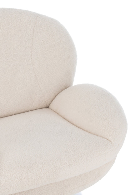 Relax Chair + Footstool Lay Metal/Plywood Cream/Silver