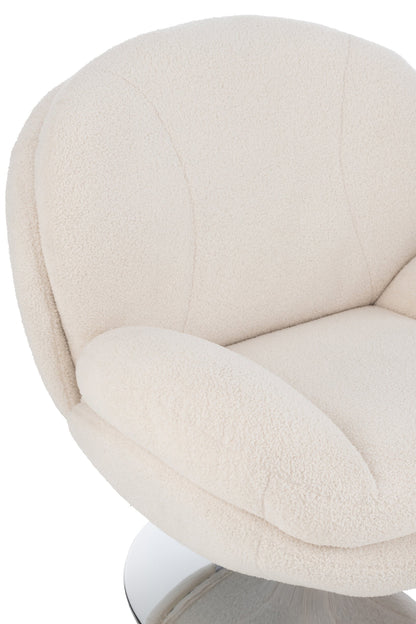 Relax Chair + Footstool Lay Metal/Plywood Cream/Silver