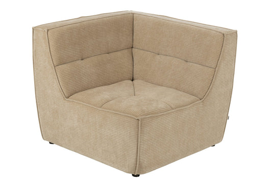 Sofa Corner Grid Poplar Wood/Foam Dark Beige