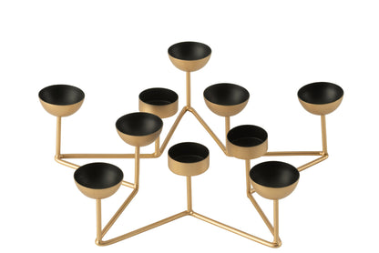 Theelicht Ster Metaal Zwart/Goud