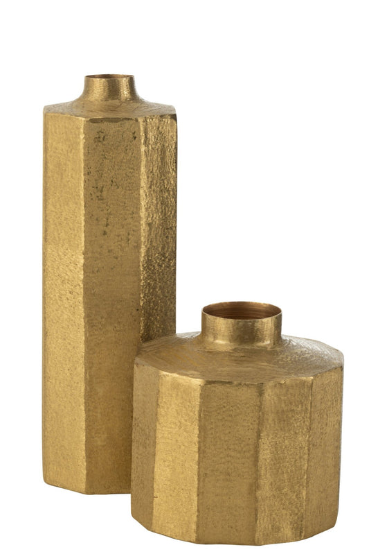 Vase Octagon Metal Gold Large