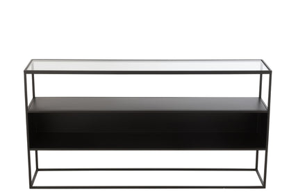 Console Square Metal/Glass Black