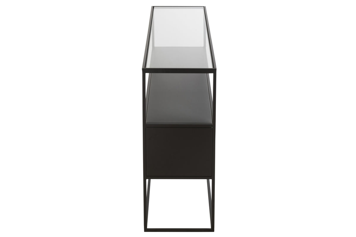 Console Square Metal/Glass Black