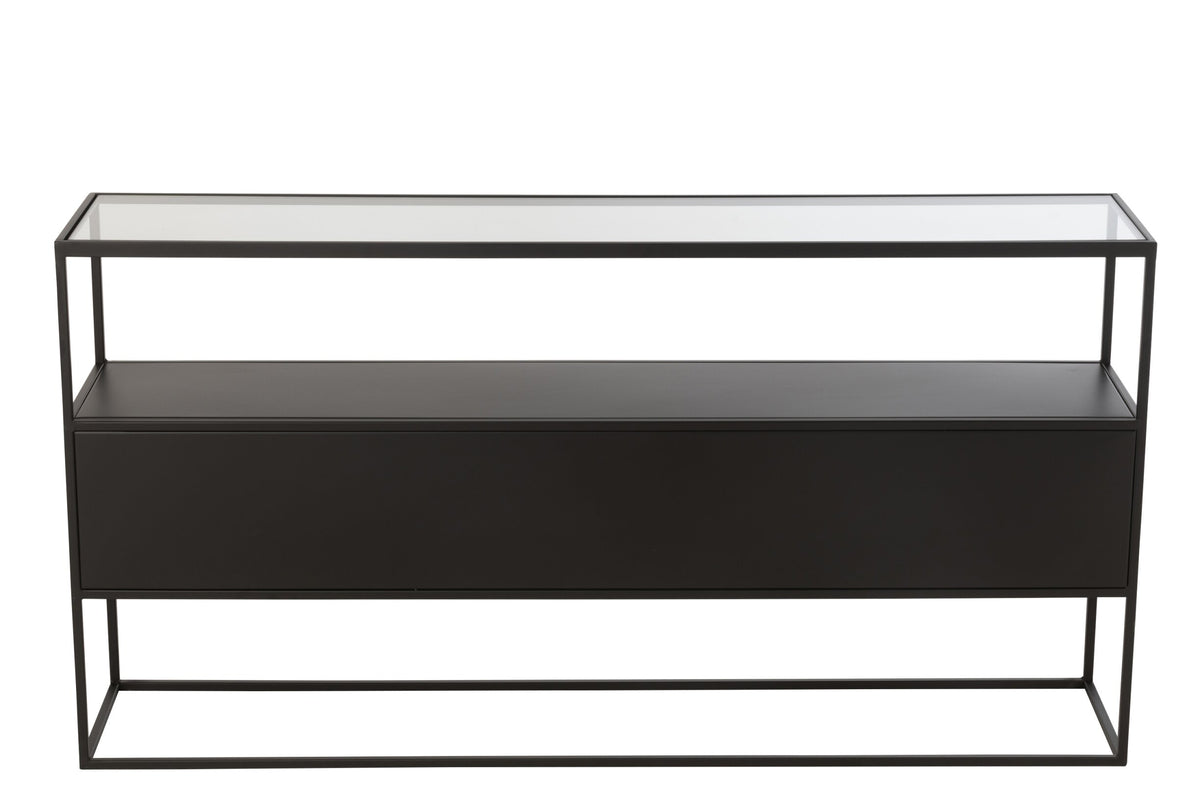 Console Square Metal/Glass Black