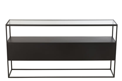 Console Square Metal/Glass Black