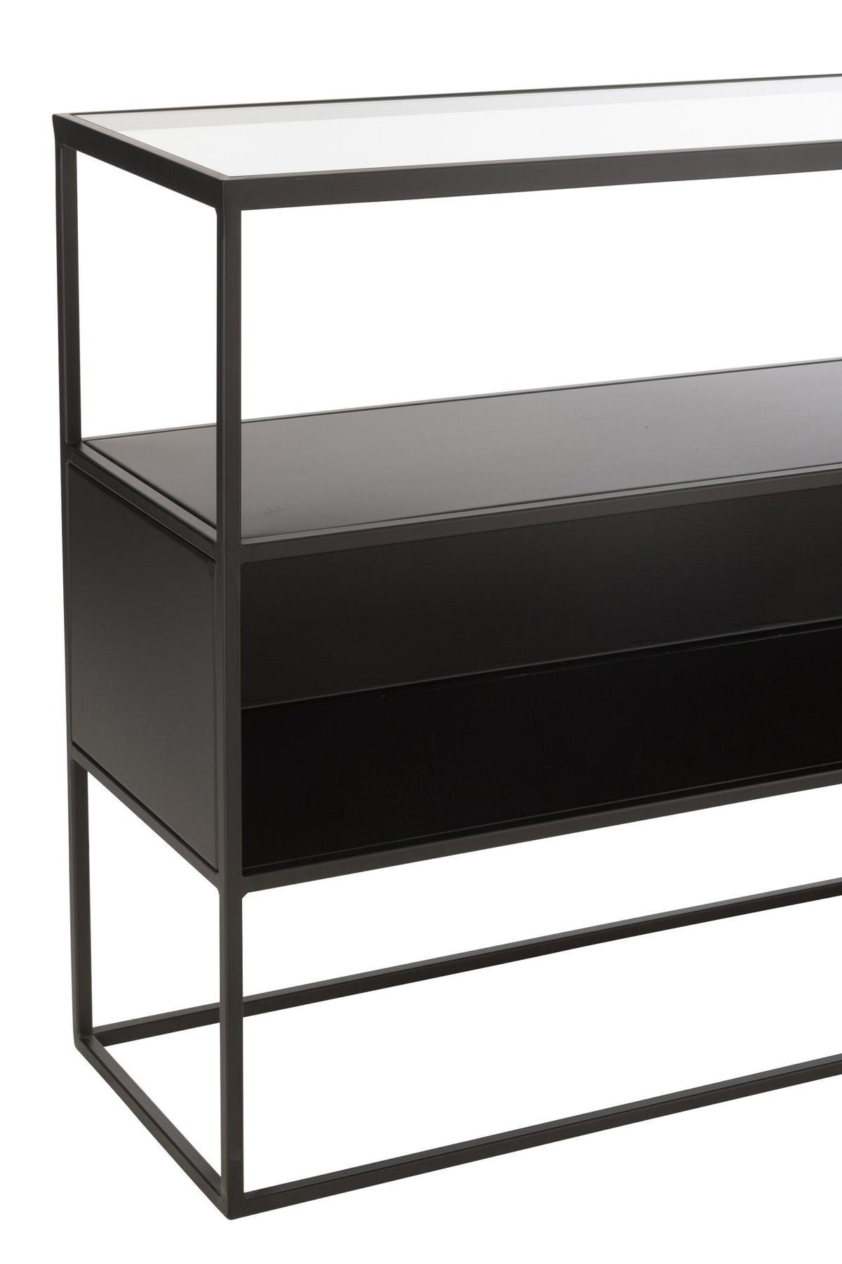 Console Square Metal/Glass Black