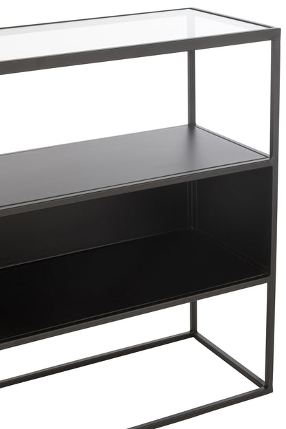 Console Square Metal/Glass Black