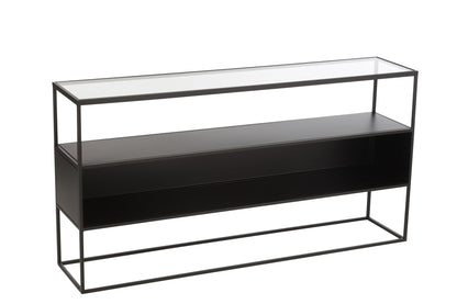 Console Square Metal/Glass Black