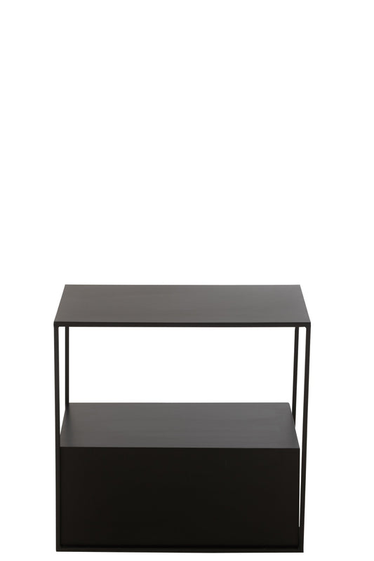Side Table Rectangle Metal/Mdf Black