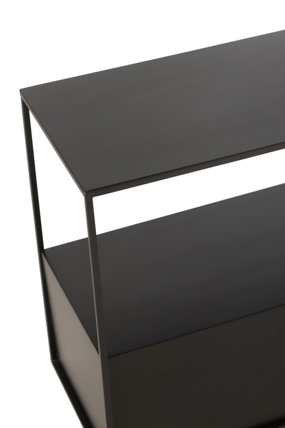Side Table Rectangle Metal/Mdf Black