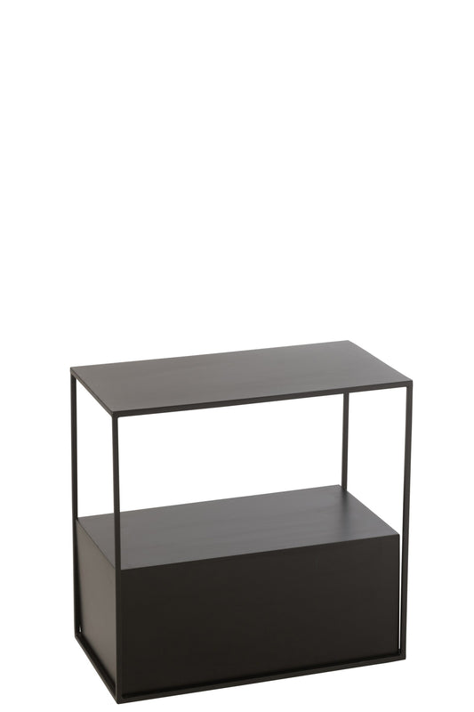 Side Table Rectangle Metal/Mdf Black