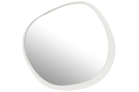 Wall Mirror Round Metal/Glass White Large