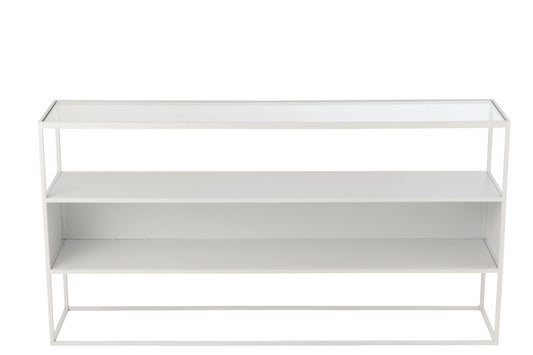 Console Square Metal/Glass White