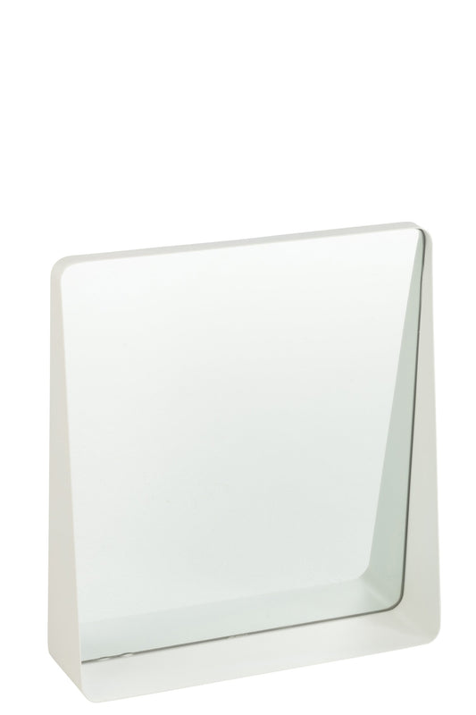 Wall Mirror Square Metal/Glass White