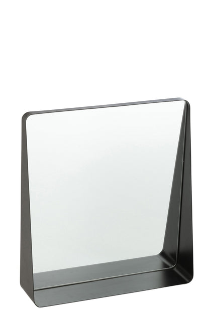 Wall Mirror Square Metal/Glass Black