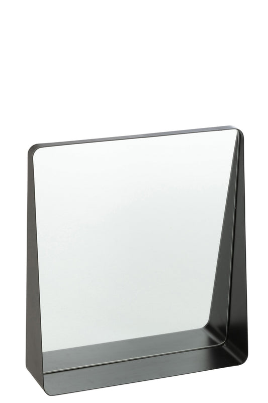 Wall Mirror Square Metal/Glass Black