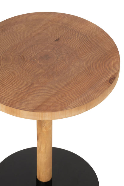 Set Of 2 Side Tables Ron Mdf/Pinewood Natural Black